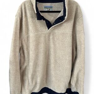 Vintage Jachs Beige and Navy Zip Up Sweater